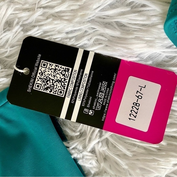 NWT SHEKINI Double Bow Bandeau Teal Bikini - Picture 9 of 15